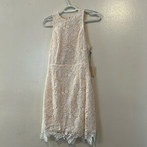 Superdown White Lace Cut Out Back Mini Dress SZ M
